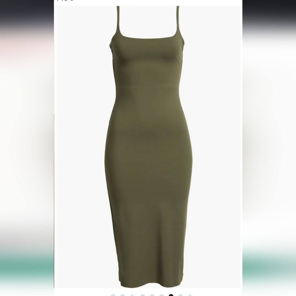 Smooth Edit Strappy Olive Midi Slipdress